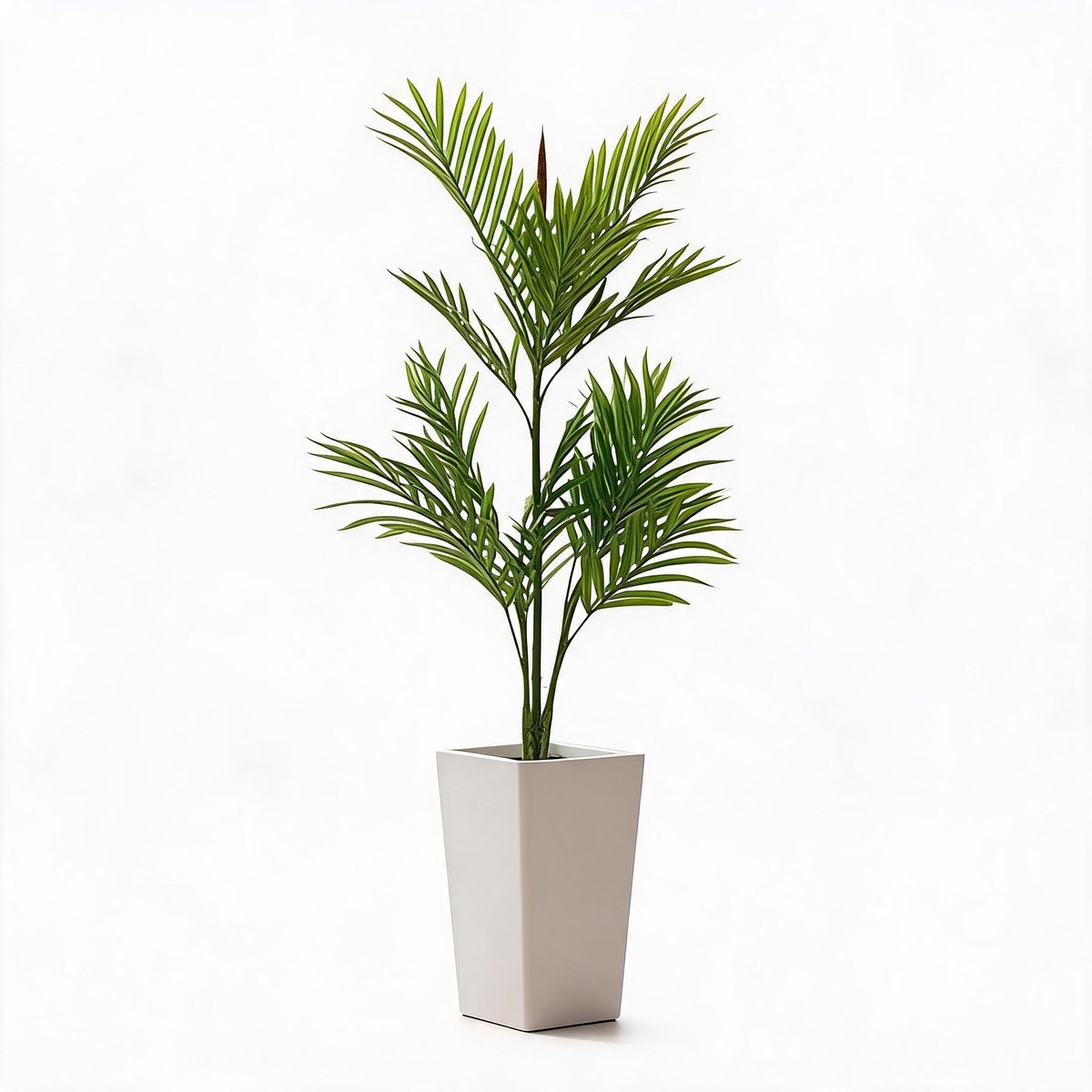 HOERFURIY - 137cm kunst areca minipalm met hoge witte pot en kunstmos uv-bestendige PEVA bladeren binnen-buiten decoratie voor woning kantoor terras