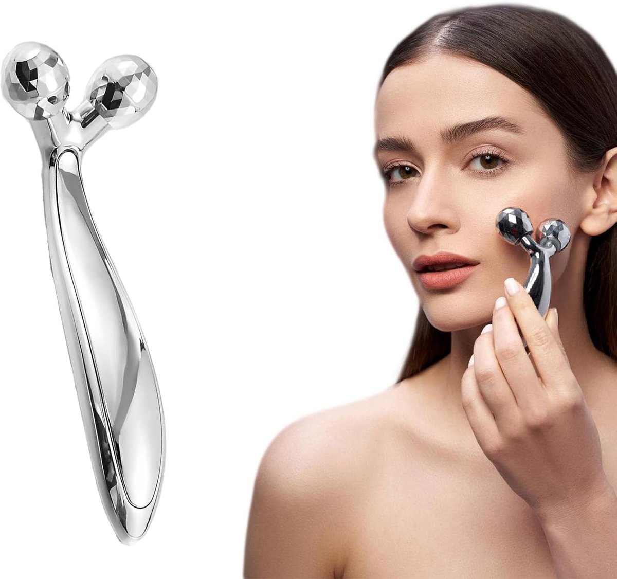 3D gezichtsmassager roller - 360° roterende massage roller - anti-rimpel en spierontspanning - SnelShoppen