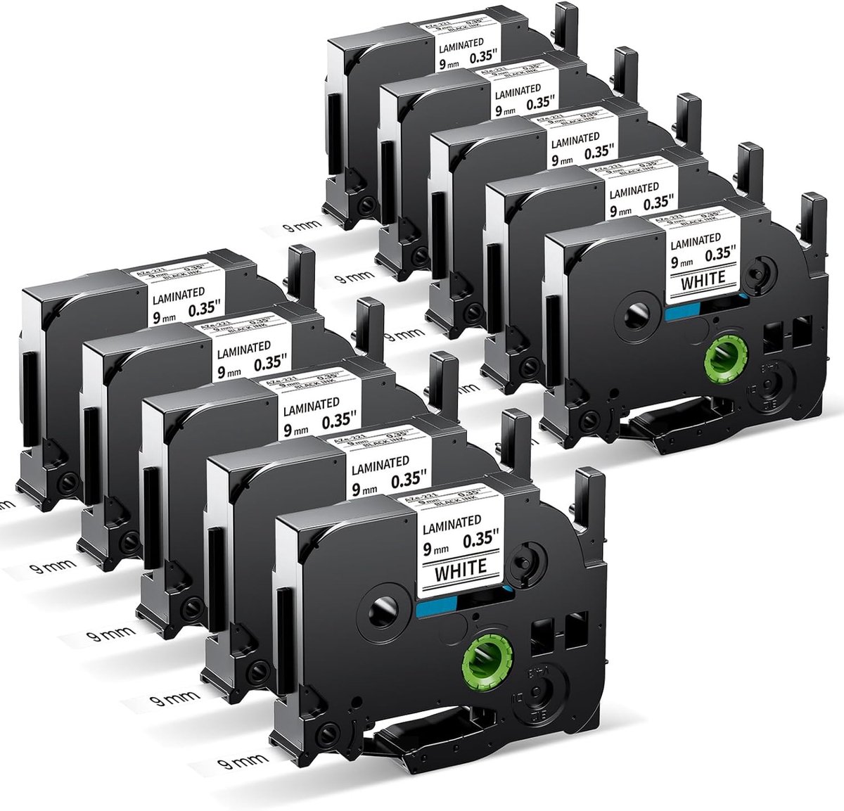 MarkField TZe-221 9mm Label Tape Compatible with Brother P Touch Tape, Black on White, TZe221, 0.35 Inch Tape - ShopVlot