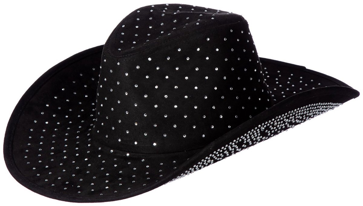 Cowboyhoed met strass zwart