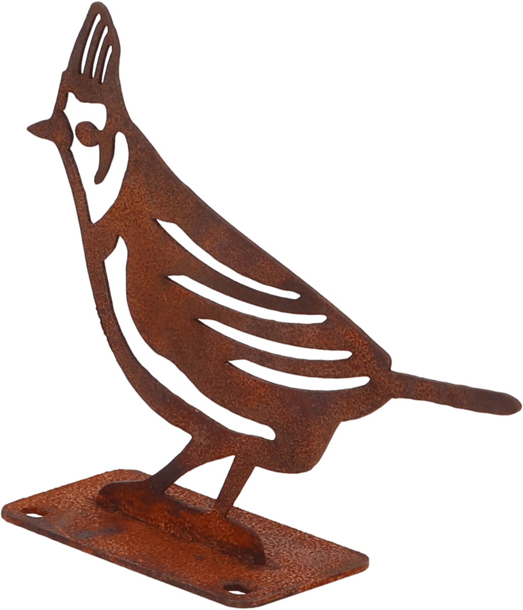 Metalen roestige silhoutvogel kuifmees Esschert Design