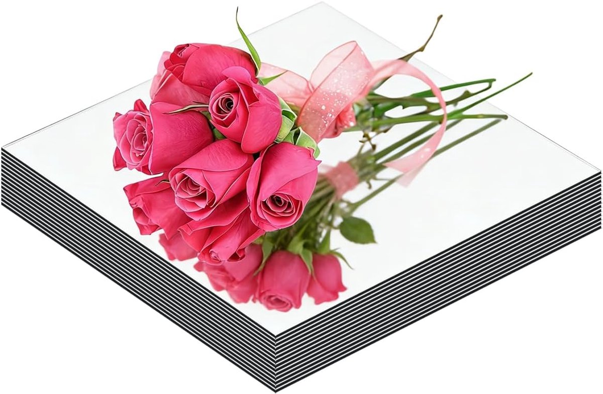 Mirror Wall 20 x 20 cm 12 Pieces Acrylic Mirror Tiles for Bedroom Home Gym Door Acrylic Square Shatterproof Mirror - ShopVlot