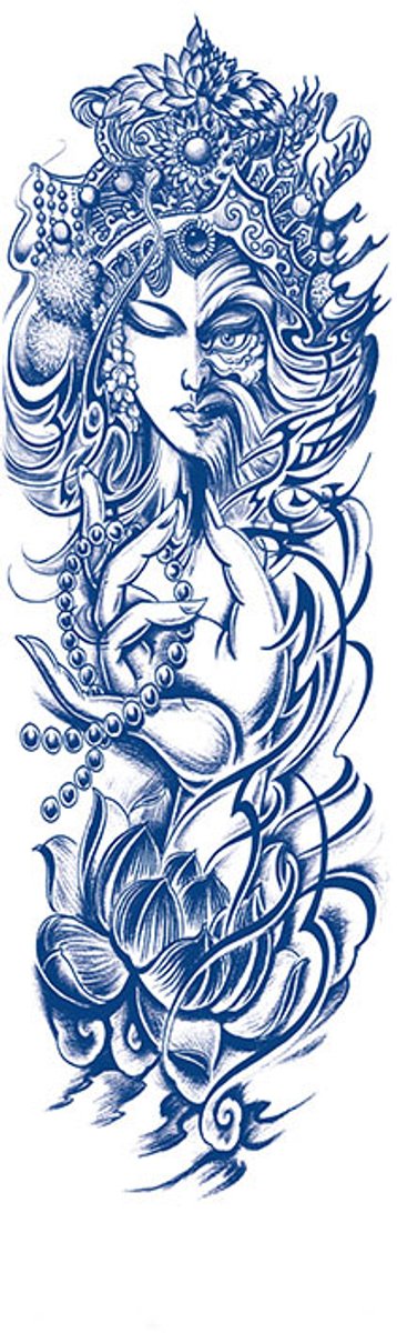 Tijdelijke sleeve tattoo gezicht lotus 2 weken