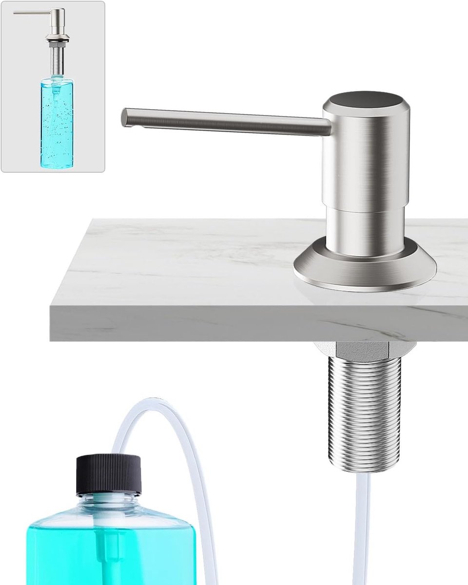 Seifenspender Küche Einbau, Spülmittelspender Küche für Spülbecken, Soap Dispenser mit 300ML Flasche und 1.2m - ShopVlot