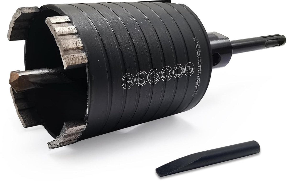 Diamond drill bit, box drill bit, core drill bit, set 68 mm, segment height 10 mm, side slot, with centering drill 10 - ShopVlot