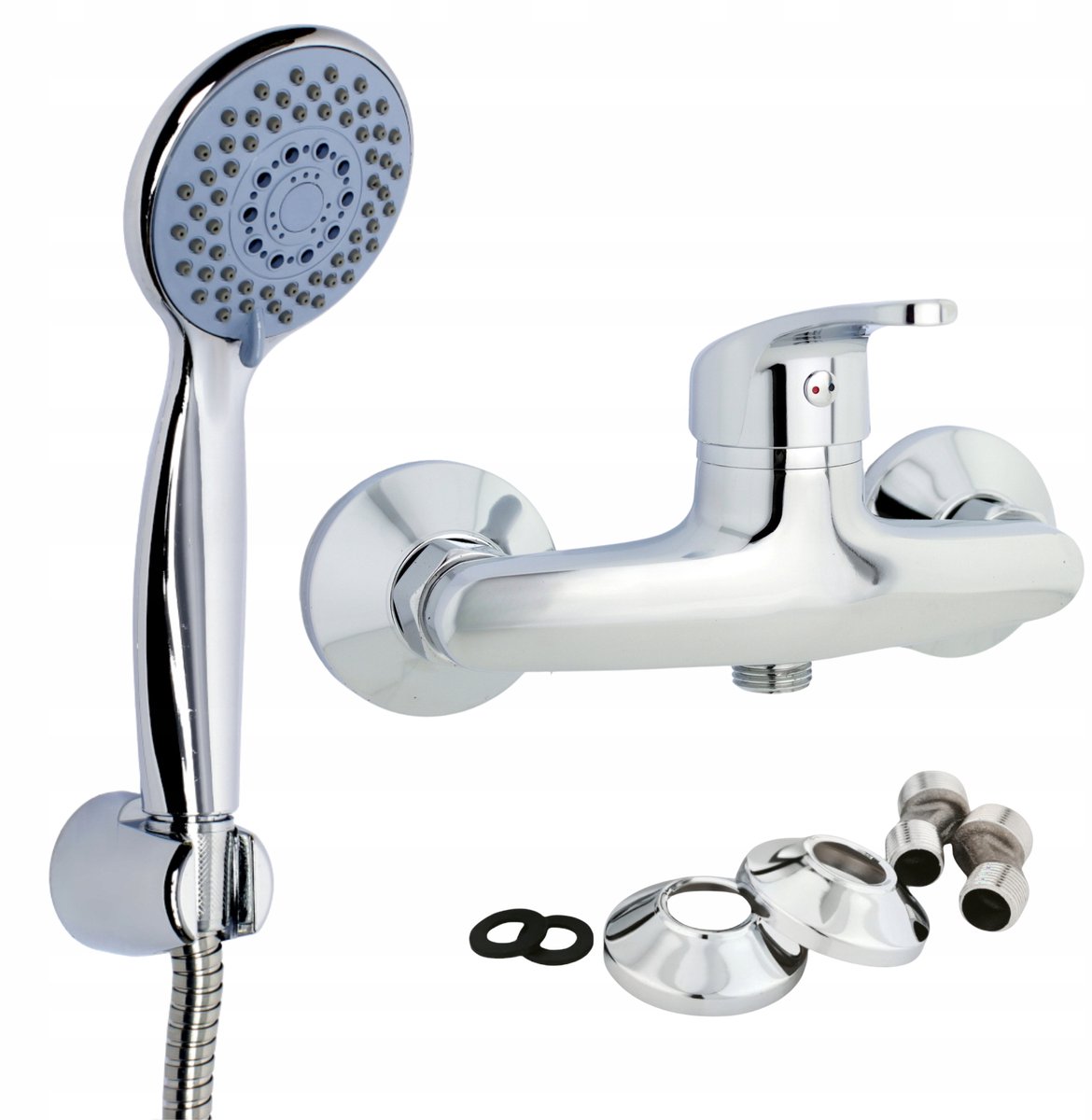 Doucheset met thermostaatkraan, chroom/zilver, 3 functies