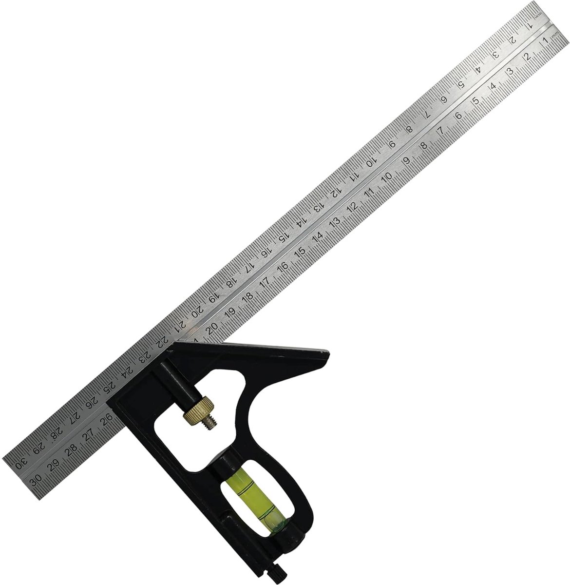 Dapetz ® Combination square 300 mm metric - precise carpentry square made of metal with stopper ruler and crab tool - ShopVlot
