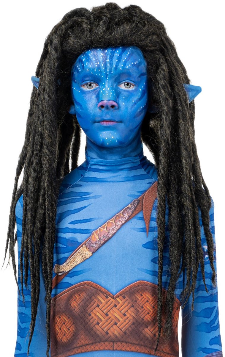 Blauwe stammenkrijer dreadlocks kinderpruik