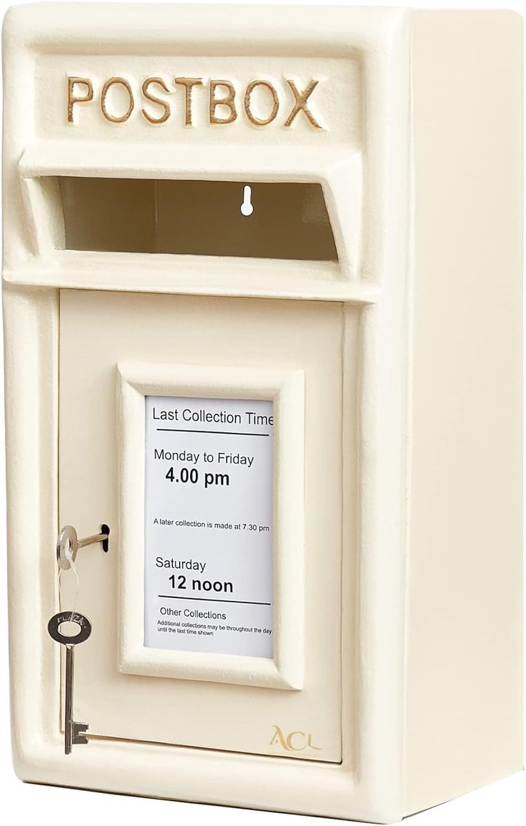 ACL Ivory Mailbox, Wall Mounted Outdoor Mailbox, Cast Iron Durable Lockable Mailbox for Letters, Magazines and - ShopVlot