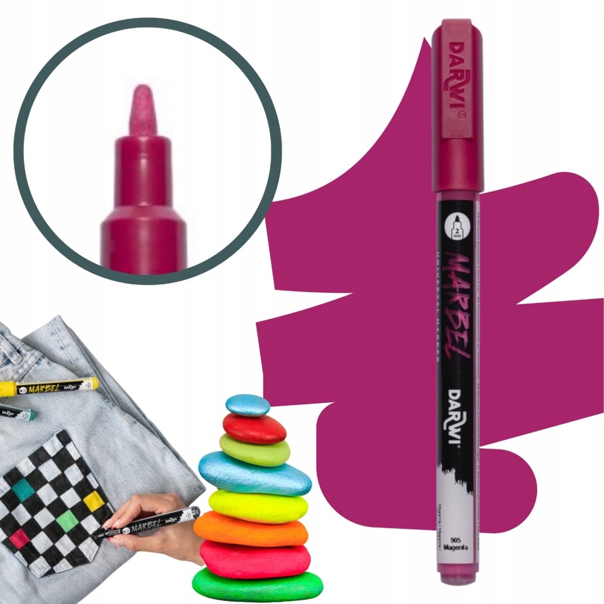 MARBEL Acryl Marker 2mm Magenta - Veelzijdig voor Creatieve Projecten