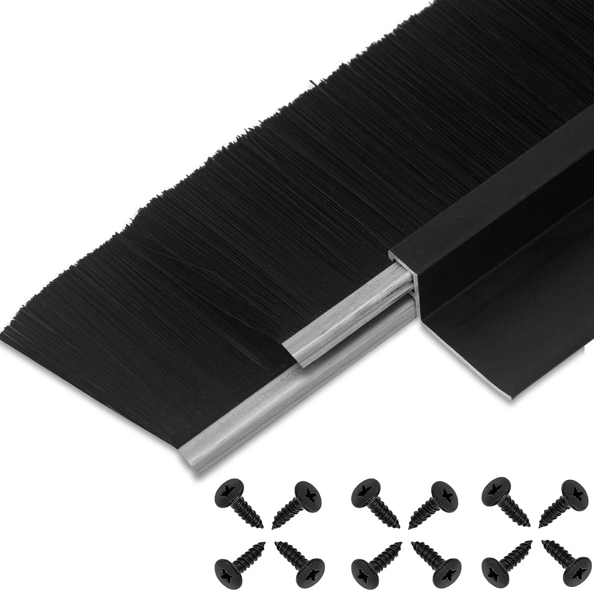 deurborstel veegafdichting 39,3 inch - dubbellaags aluminium - zwart - houdt warmte binnen - ShopVlot