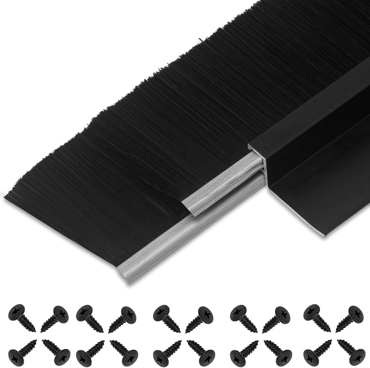dubbellaagse deurborstel veegafdichting 39,3 inch - aluminium basis - corrosiebestendig - ideaal voor garagedeuren - ShopVlot
