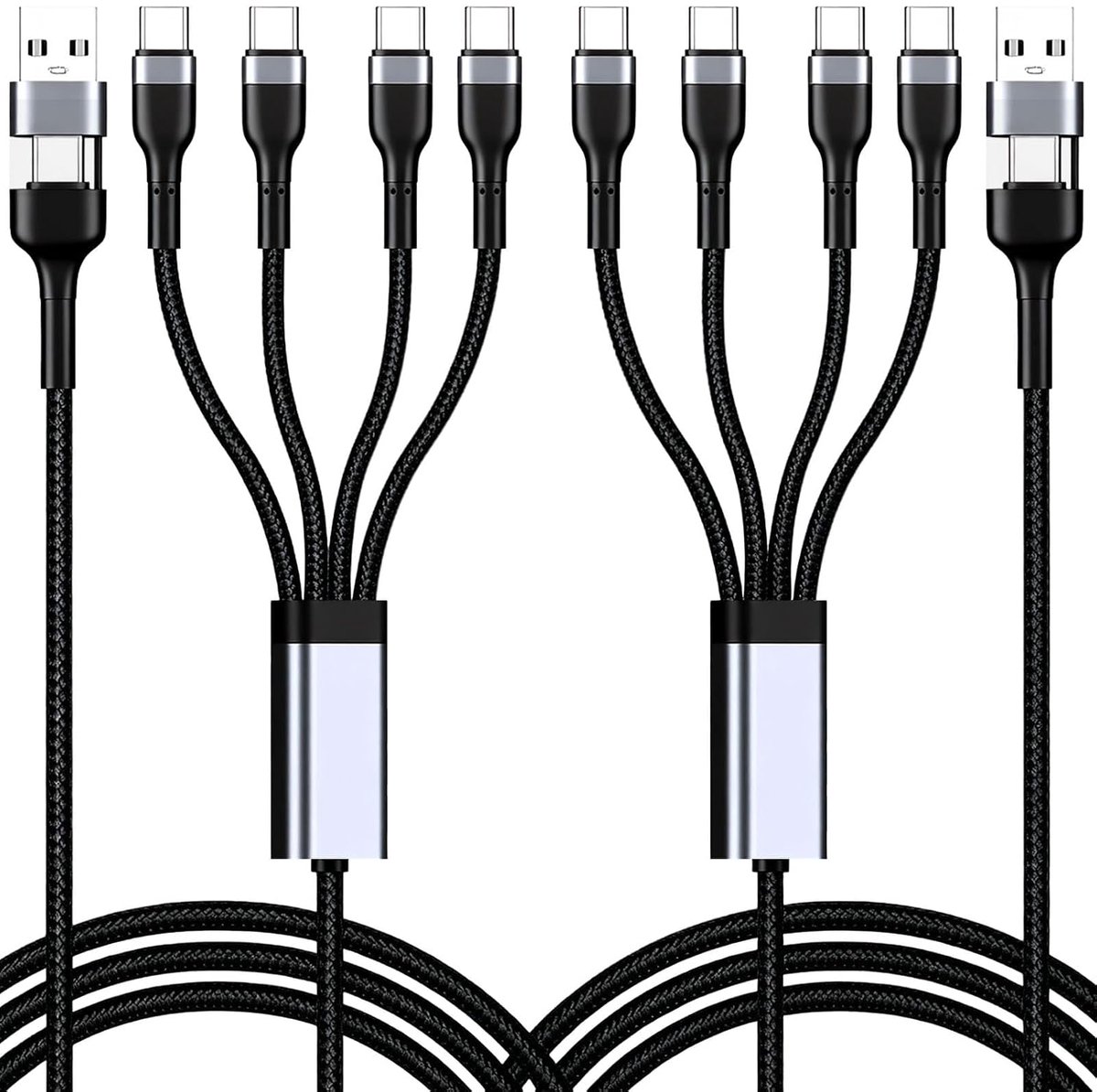 USB-C-kabel 4 poorten - universele oplaadkabel 1,2 m - multi USB C - gelijktijdig opladen van 4 apparaten - ShopVlot
