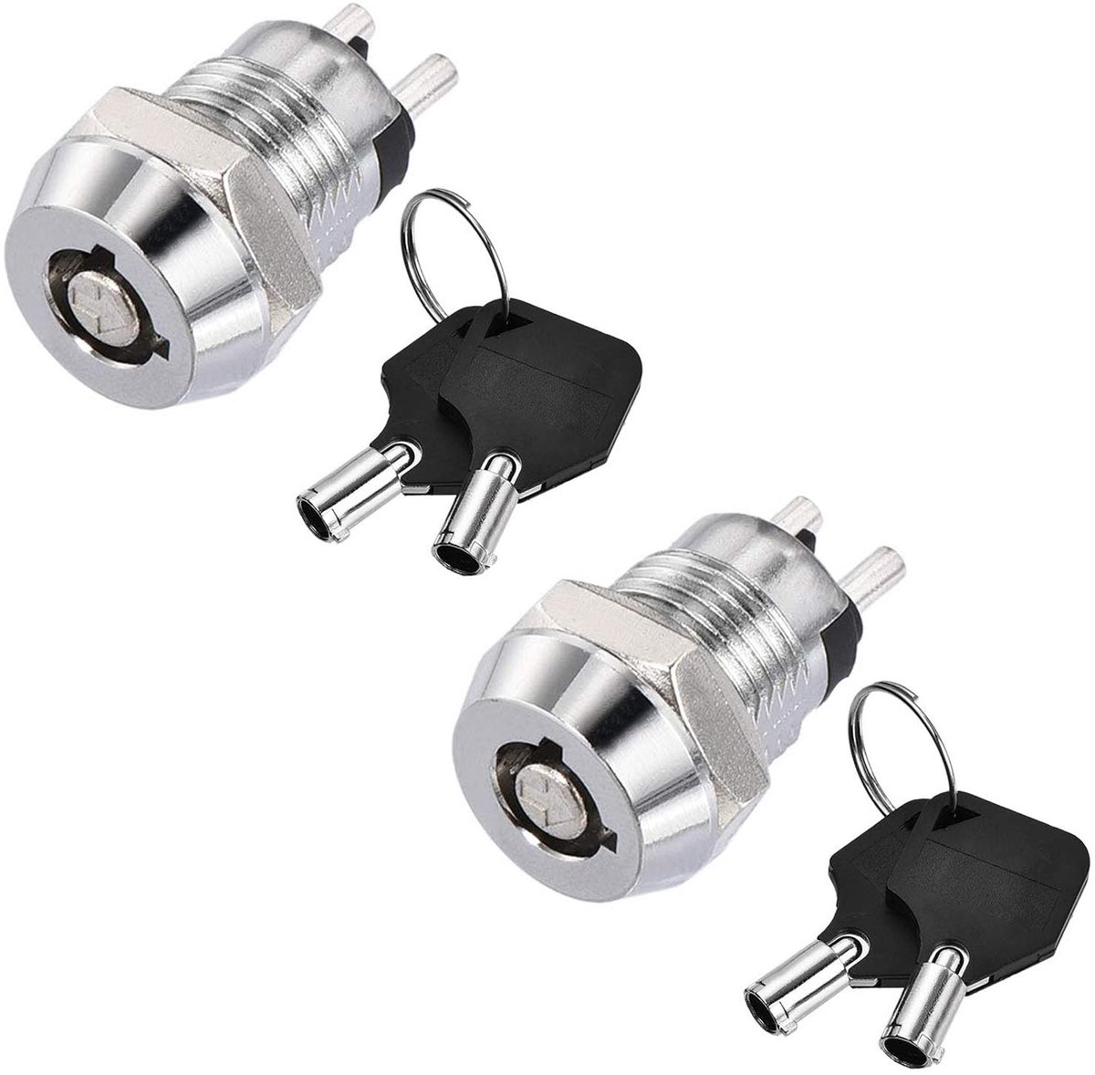 Rond sleutelcontact 12V - 12 mm met metalen sleutel - Draaischakelaar met vergrendeling - ShopVlot