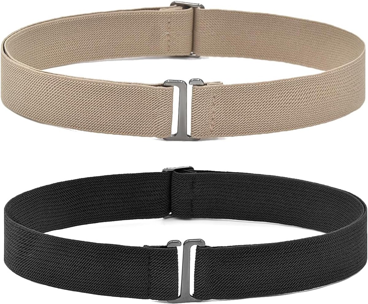 No Show Stretch Belt 2pcs - Verstelbare elastische riem - Vlakke gesp - Onzichtbare tailleband voor dames en heren - ShopVlot