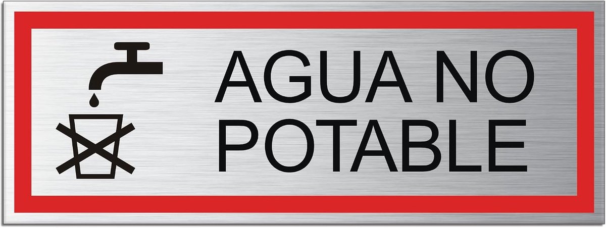 Drinkwaterplaat 175 x 65 mm - Aluminium - Zelfklevend - Eenvoudig te reinigen - ShopVlot