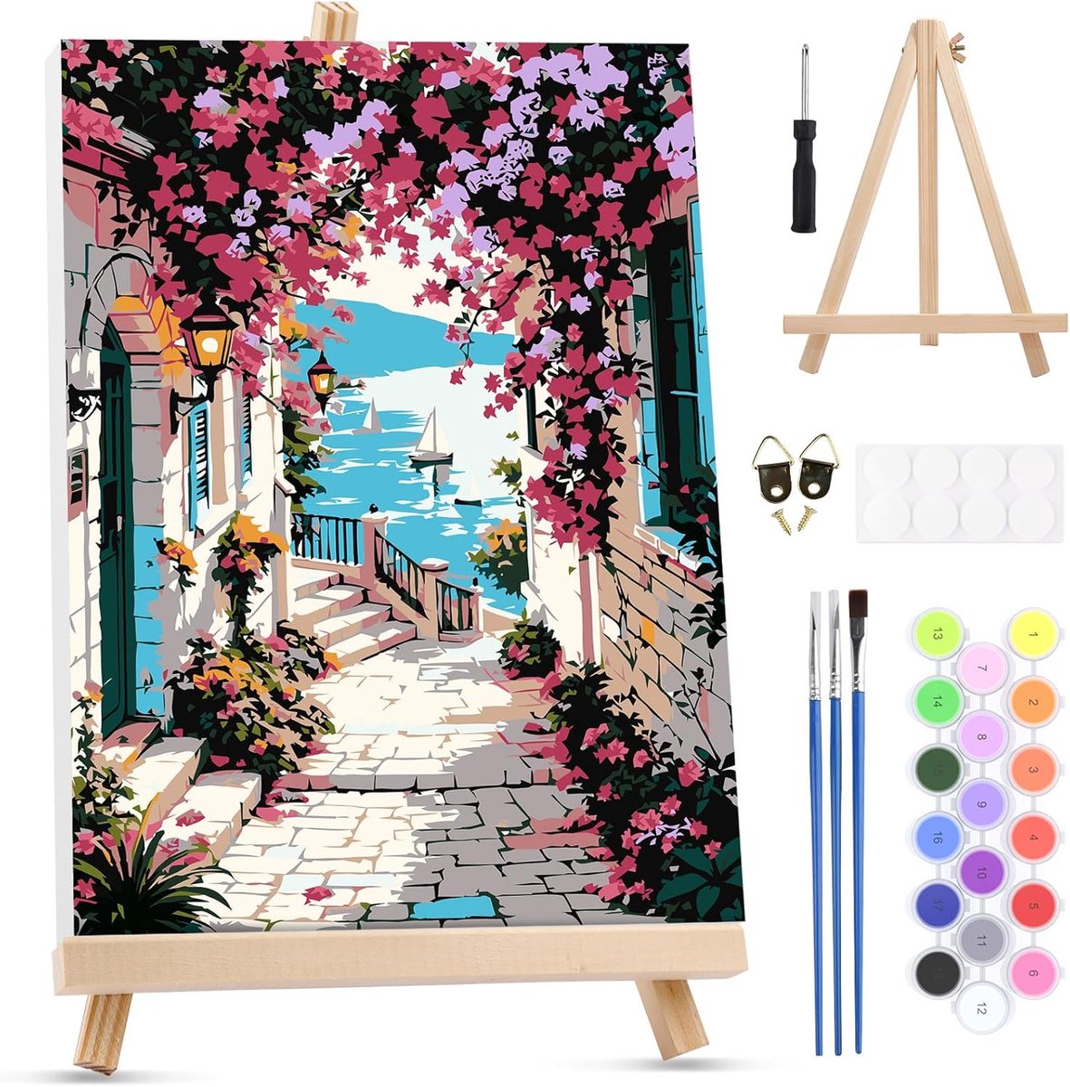 Schilderen op nummers kit 20x30cm - houten standaard - voor beginners - creatief cadeau voor thuisdecoratie - ShopVlot