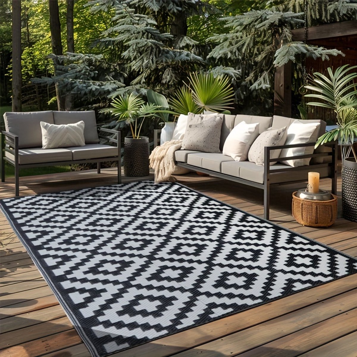 Dutchers® Dubbelzijdig Buitentapijt – Opvouwbaar Outdoor Kleed - Buitenkleed - Vloerkleed buiten - Tuinkleed - Terraskleed – Lichtgewicht & Draagbaar – Voor Camping, Camper, Terras, Tuin & Picknick