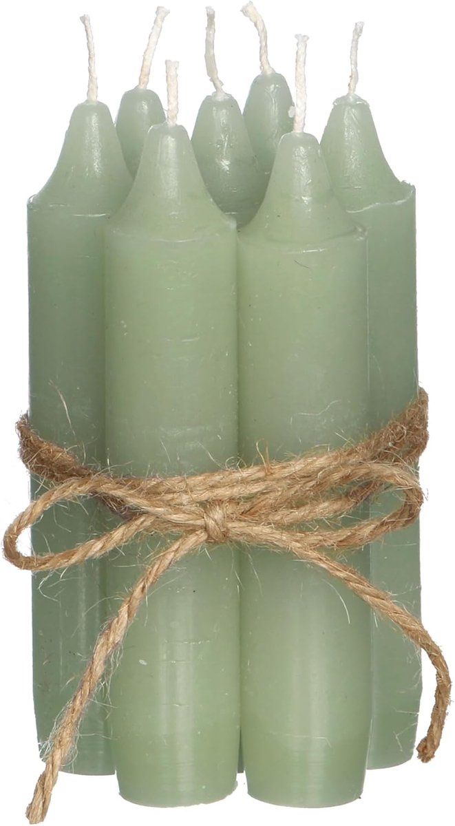 Staafkaarsen set 11 cm - groene tafelkaarsen - 7 stuks - 4+ uur brandduur - ShopVlot