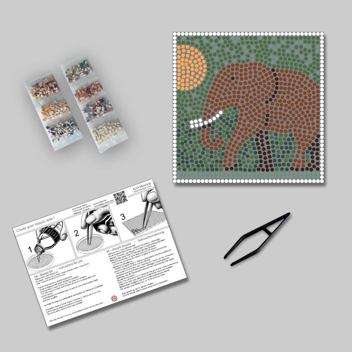 Mosaic set 20 x 20 cm - majestueuze olifant - meer dan 1500 tegels - eenvoudig in gebruik - ShopVlot