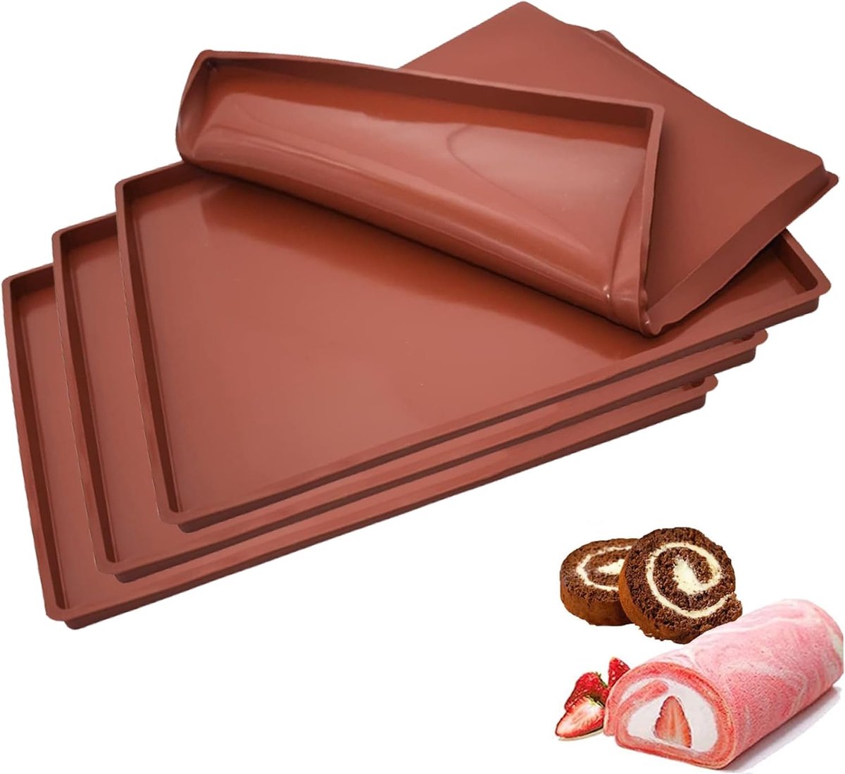 Siliconen bakmat 4 stuks - zachte silicone - anti-slip - ideaal voor het maken van taarten - ShopVlot