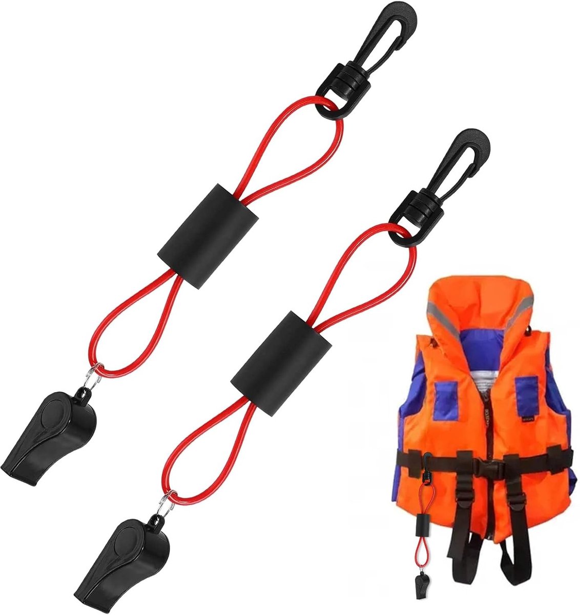 Lifeguard fluit 2-delig - felrood - met lanyard - voor noodsituaties - ShopVlot