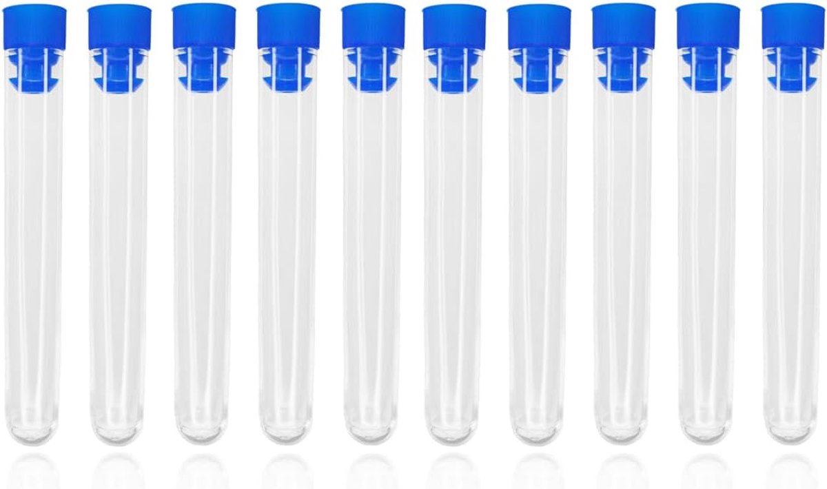 Plastic testbuizen 11 x 1,5 cm - met deksel - transparant - ideaal voor knutselprojecten - ShopVlot