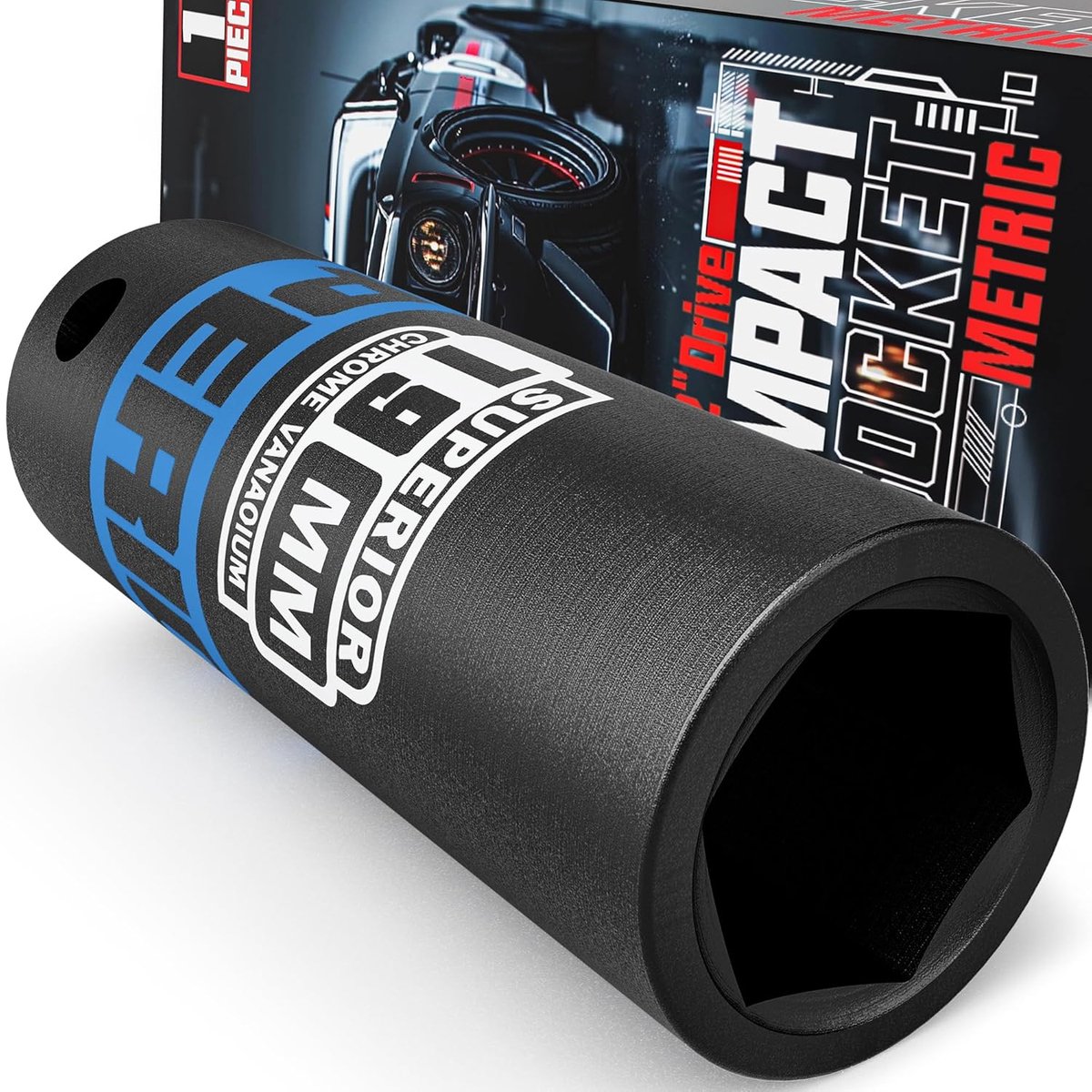 Diepe impact dop 19mm - chrome vanadium staal - 78mm lengte - ideaal voor autoreparaties - ShopVlot