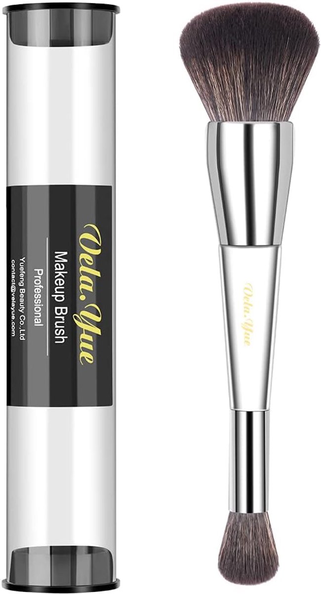Make-up kwast dual foundation brush - synthetische haren - voor concealer en foundation - ideaal voor onderweg - ShopVlot