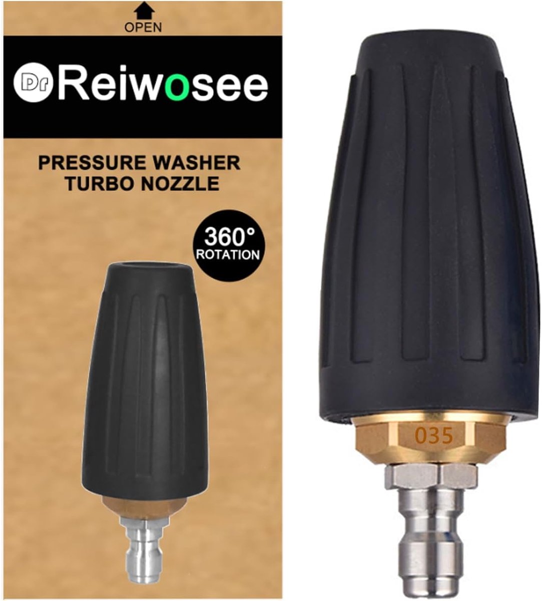 Turbo Nozzle 360° - Universeel voor Waterdrukreiniger - 4000 psi - Krachtige Oscillerende Waterstraal - ShopVlot