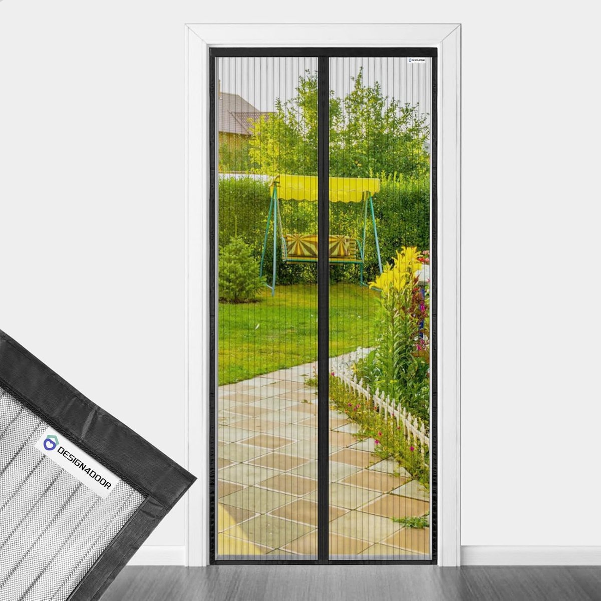 Vliegenhor Deur 95 x 240 cm - Zwart Polyester - Geen Insecten - Geniet van de Zomerbries - ShopVlot