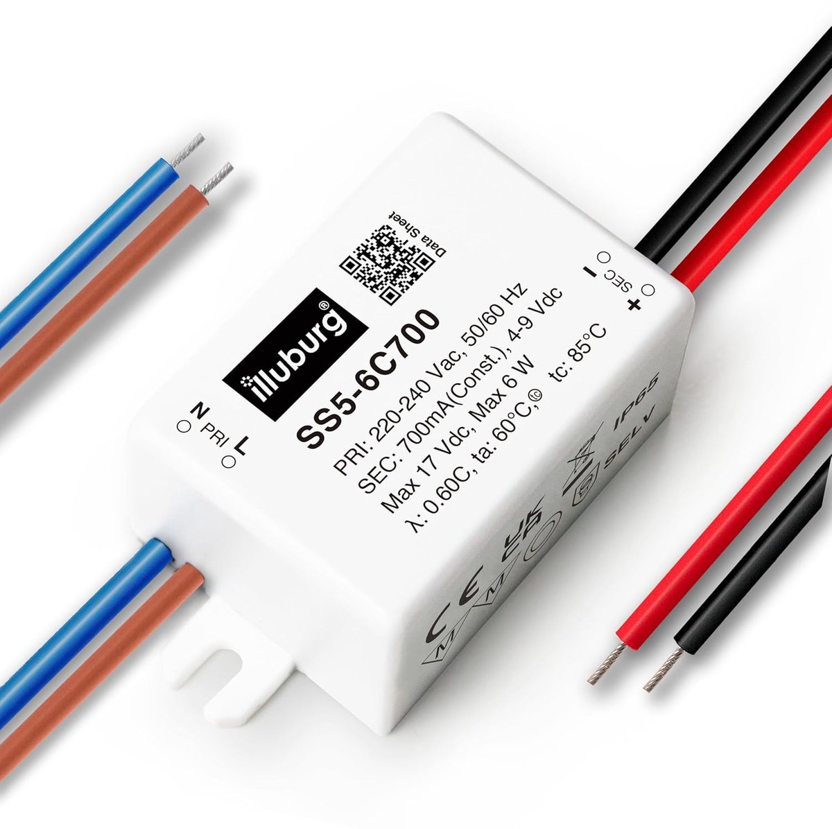 LED transformator waterproof IP65 700mA - compact 53x27x21mm - constante stroom voor LED - veilig en betrouwbaar - ShopVlot