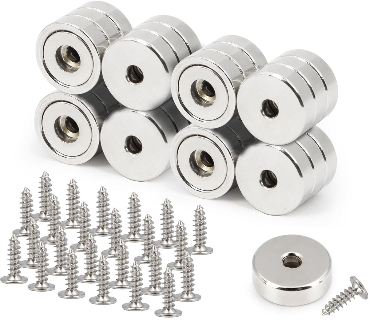 Neodymium magneten 16 x 5 mm - krachtige zeldzame aarde - met gaten - ideaal voor wandophanging - ShopVlot