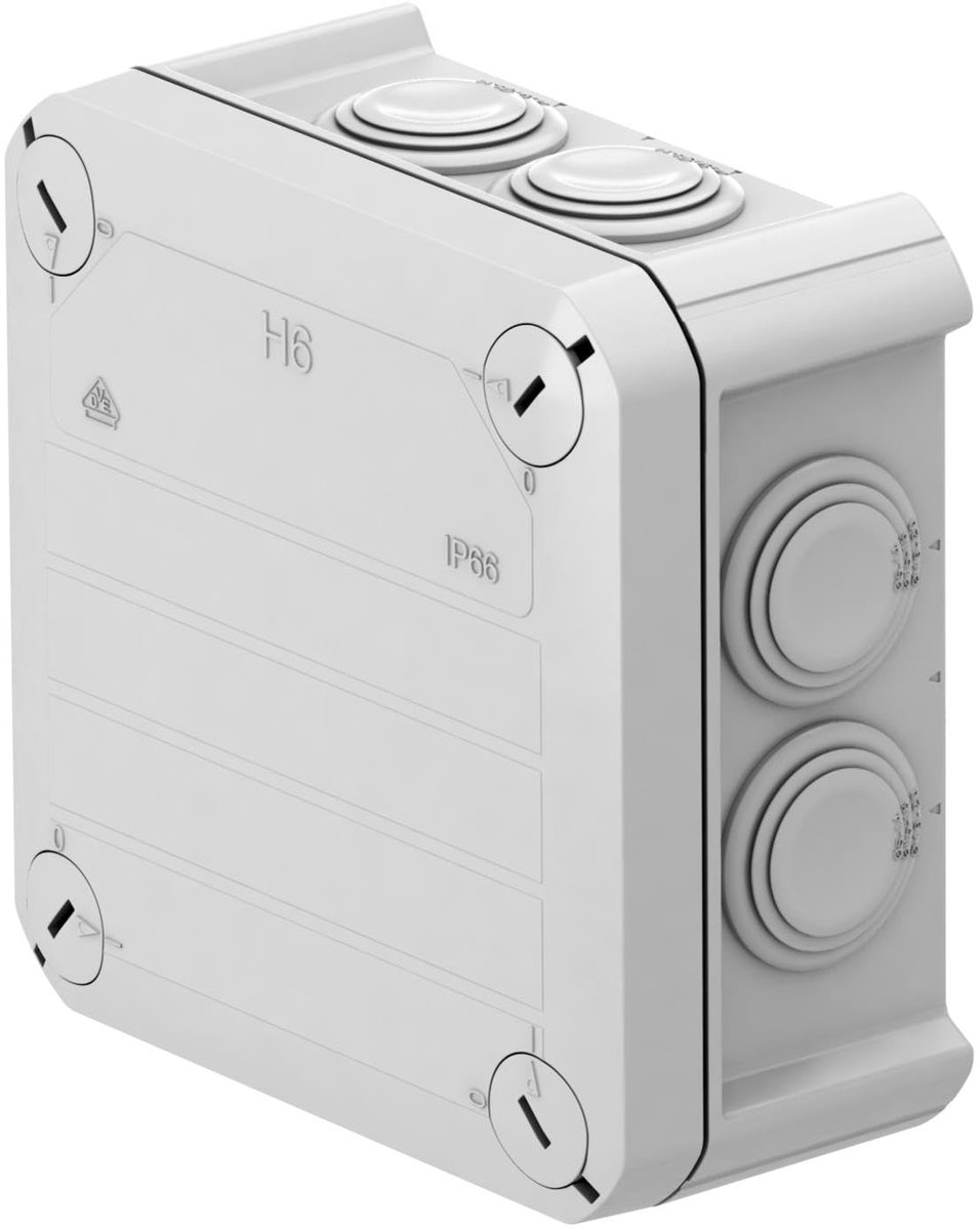 Kabeldoos H6 114x114x57mm - lichtgrijs - IP66 waterdicht - ideaal voor buitengebruik - ShopVlot