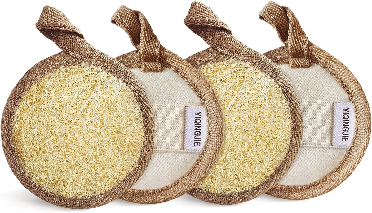 Gezichtsexfoliërende loofah pad scrubber - zachte badstof - 4 stuks - ideale make-up remover - ShopVlot