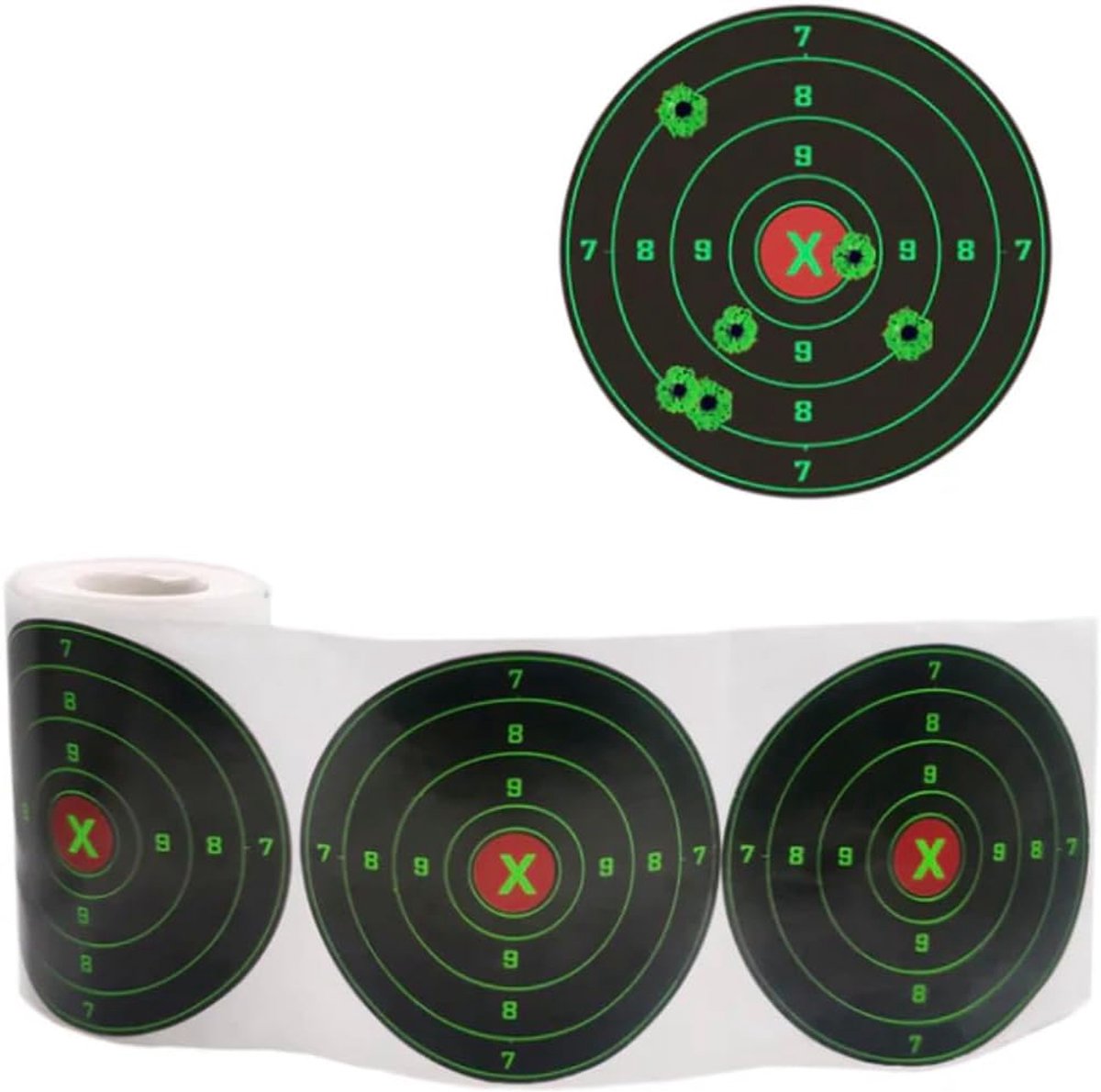Reactieve schietdisc 10 cm - zelfklevend neon groen - hoge zichtbaarheid - direct zichtbaar bij schieten - ShopVlot