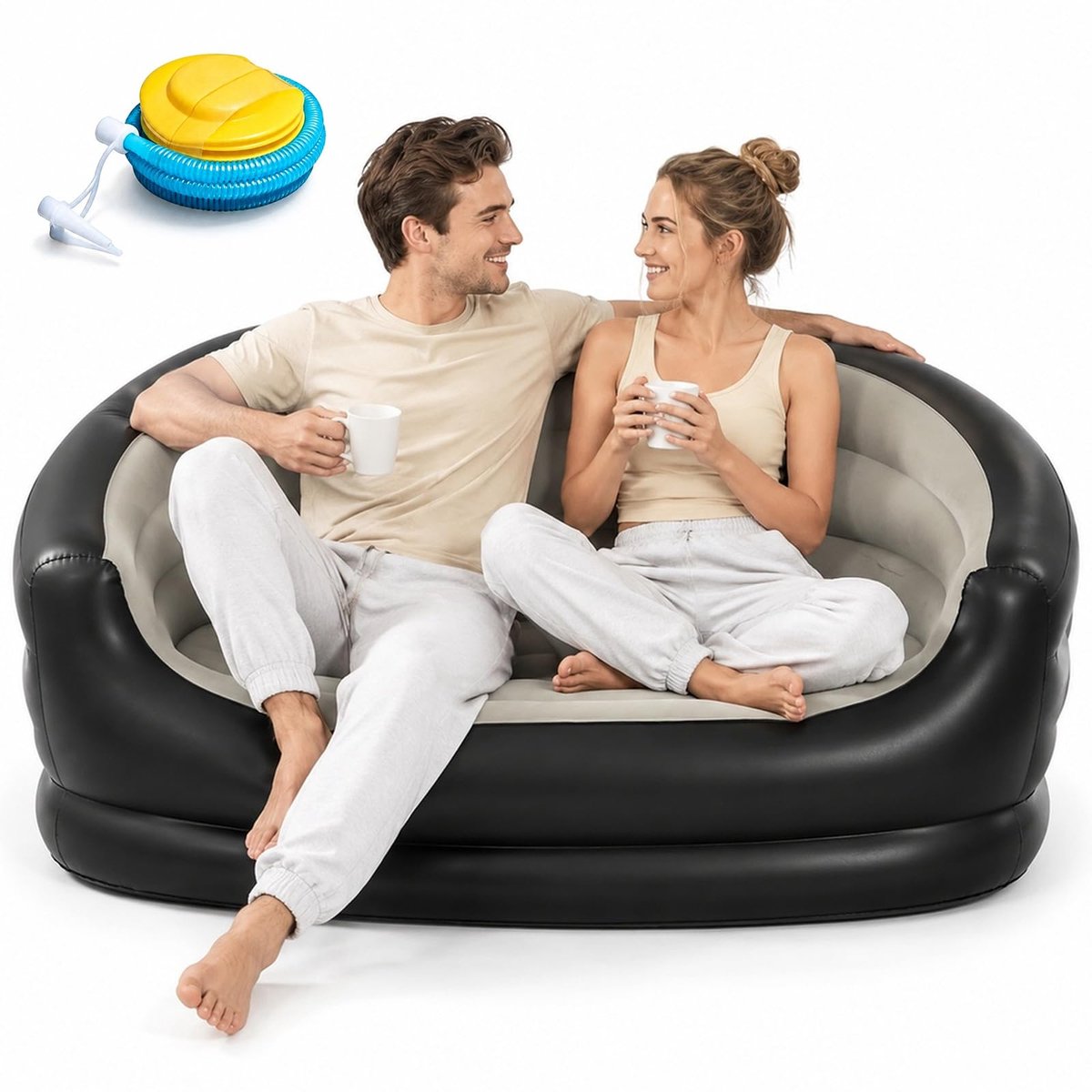 Opblaasbare bank 2-zits - geschikt voor binnen en buiten - comfortabel en lichtgewicht - ideaal voor ontspanning - ShopVlot