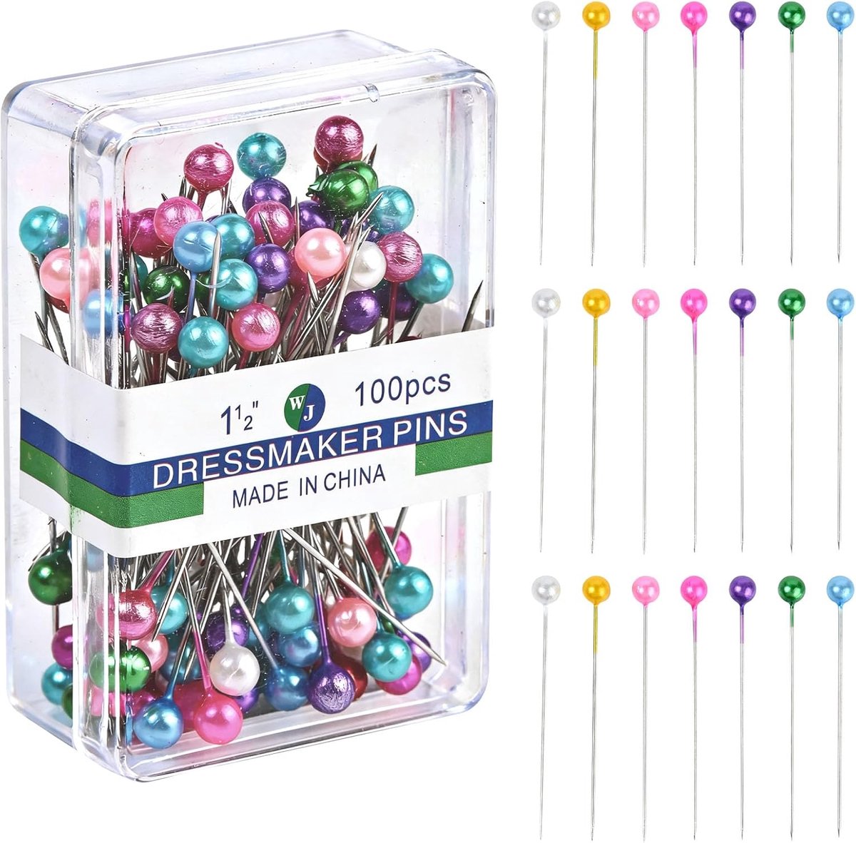 Parelspelden 100 stuks - ronde kunstparelkop - kleurrijk - ideaal voor kleermakershandwerk - ShopVlot