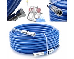 Verfspuitslang TPU 8 m – 1/4" binnendraad, 228 bar | draaibare aansluitingen, knikbestendig en slijtvast | voor airlessapparaten & laktoepassingen | blauw