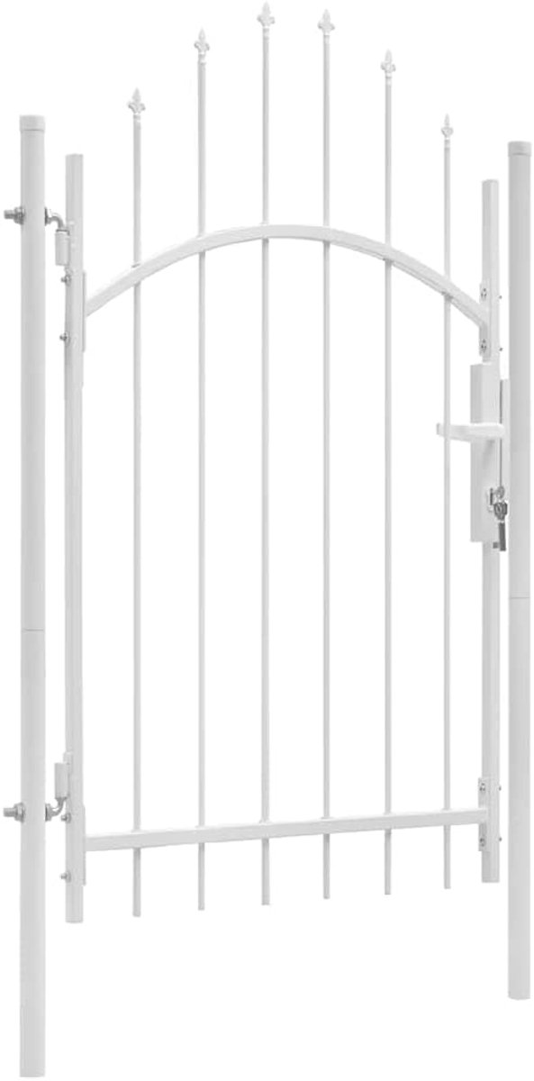 Tuinpoort 1x2,45 m wit gepoedercoat | Met sluitsysteem, 2 palen, stabiele scharnieren, voor tuin, terras, binnenplaats