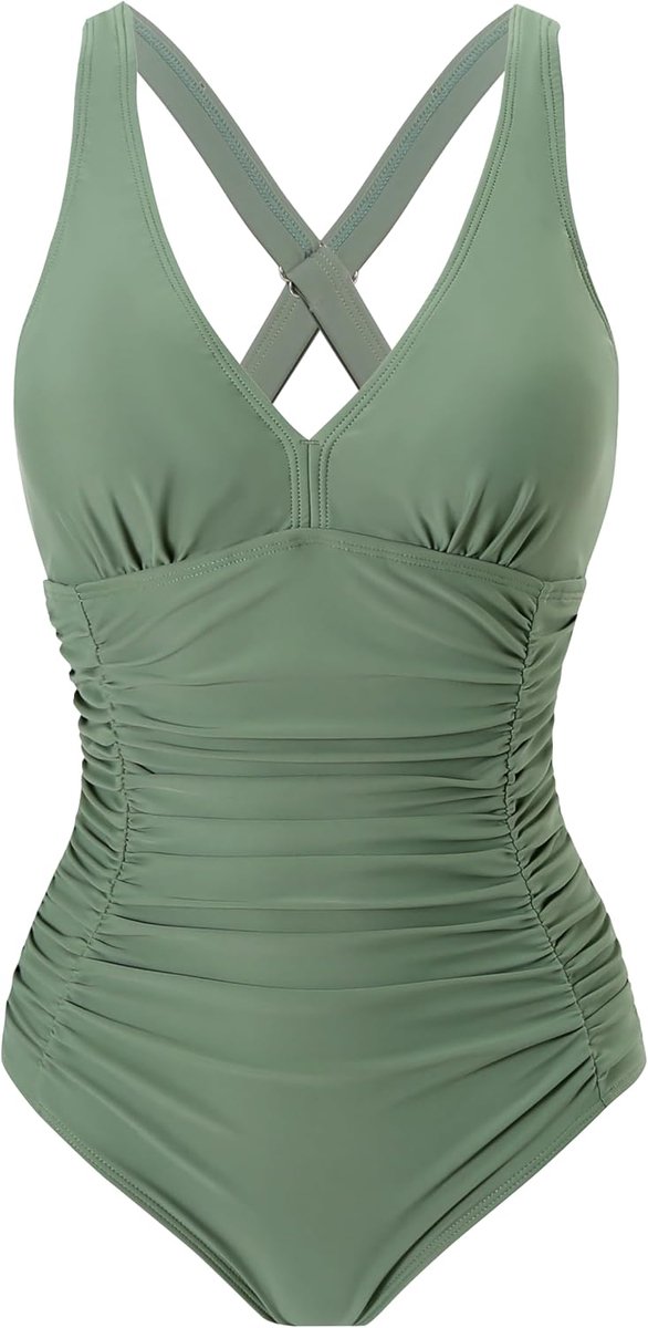 Badpak voor dames, V-hals, eendelig, push-up, badmode, zwempak, hoge taille, badpak voor dames, buikweg