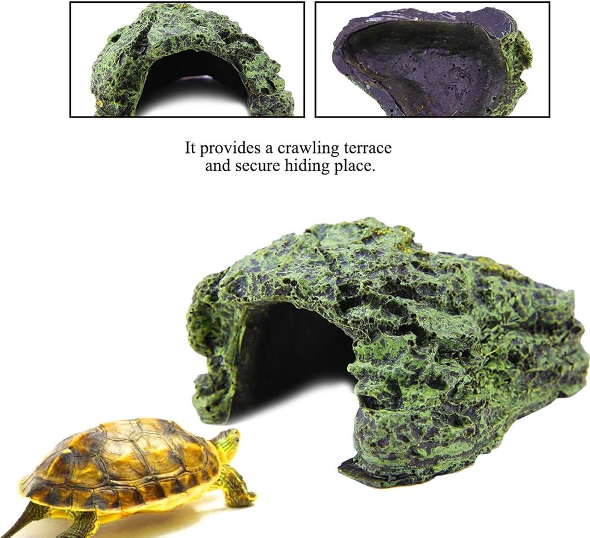 Schildpadvissen schuilplaats, grot stenen decoratie voor reptiel en kikker in aquarium (S10*7 * 7)