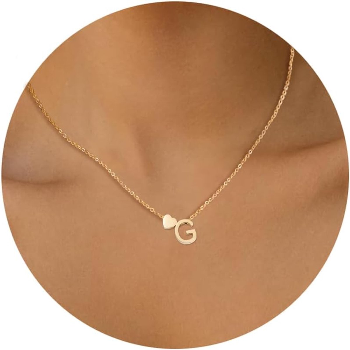 stalen letterhanger met monogram hart voor dames, goud en zilver, met karabijnsluiting, klassieke hartketting om cadeau te geven, Roestvrij staal