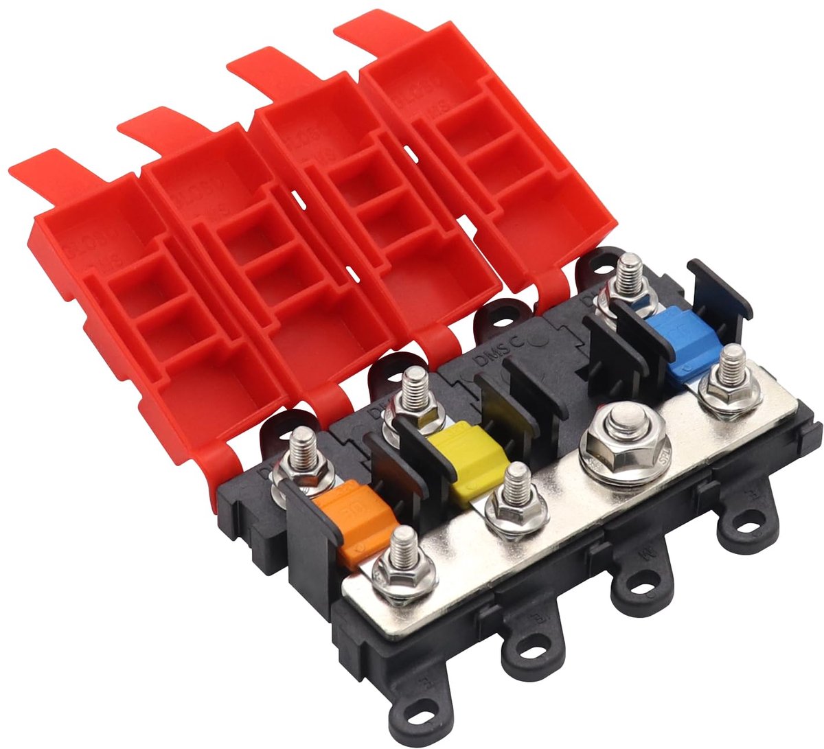 3-voudige midi-zekeringhouder, koperen houder, voor auto, boot, camper, caravan, camper, midi-zekeringkast met 30 A, 60 A, 100 A zekeringen
