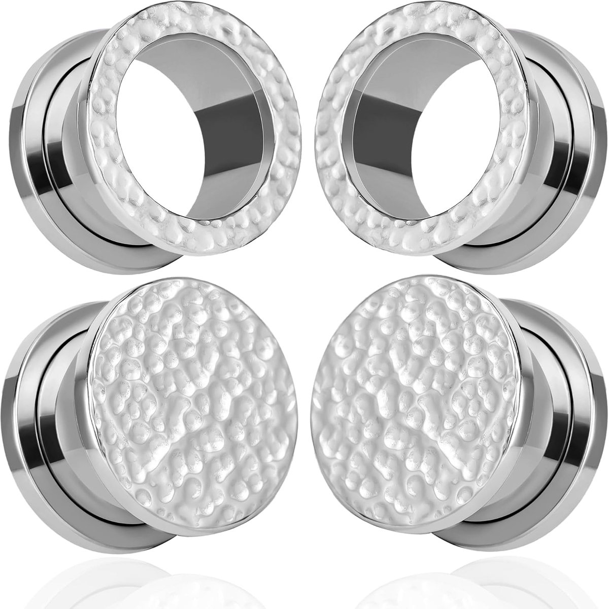 Oorstretchers, 2 paar, flesh tunnel van roestvrij staal, double flared tunnel gaugestunnel expanders stretchers piercing sieraden voor mannen en vrouwen, 8 mm tot 16 mm