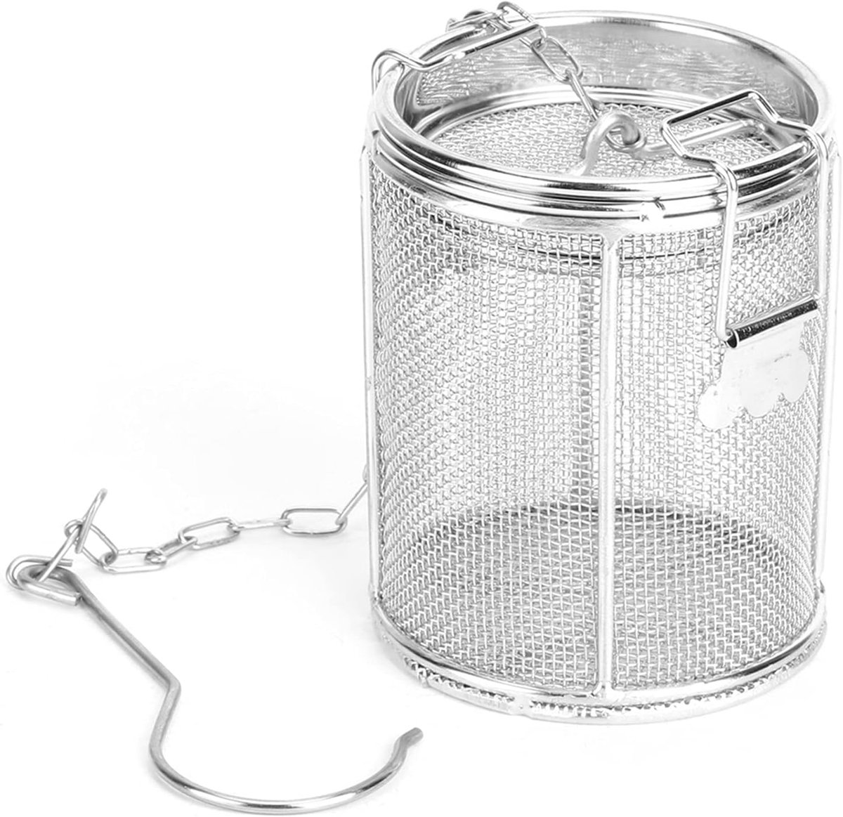 Theebal zeef, soepkruidenzak, extra fijne mesh theebal soep kruiden scheidingsmand kruidenfilter met verlengde kettinghaak voor brouwthee en specerijen kruiden (8 x 10 cm)