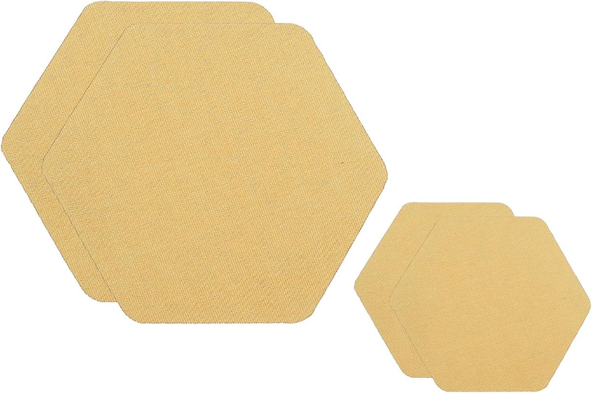 Nylon reparatiepleisters, 6,3 x 6,3 cm, 4 stuks donsjack patches, zeshoekige stof reparatietape voor het repareren van kleding, jas, tent, tas, buitenuitrusting, bruin