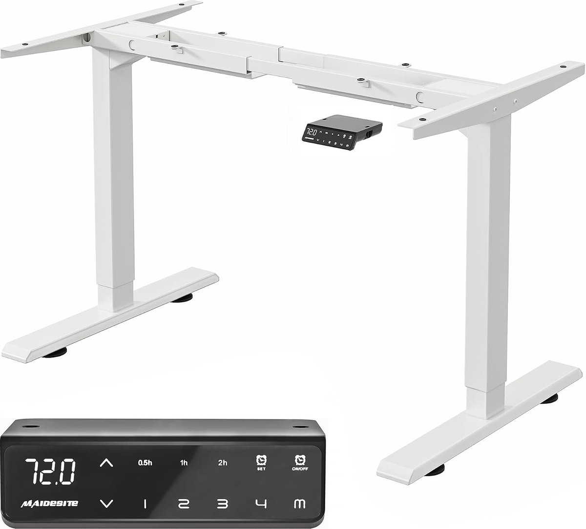 Maidesite in Hoogte Verstelbaar Elektrisch Bureau in Hoogte Verstelbaar Tafelframe,Geschikt voor Alle Gangbare Tafelbladen,2-Podium Hefbenen(Wit)
