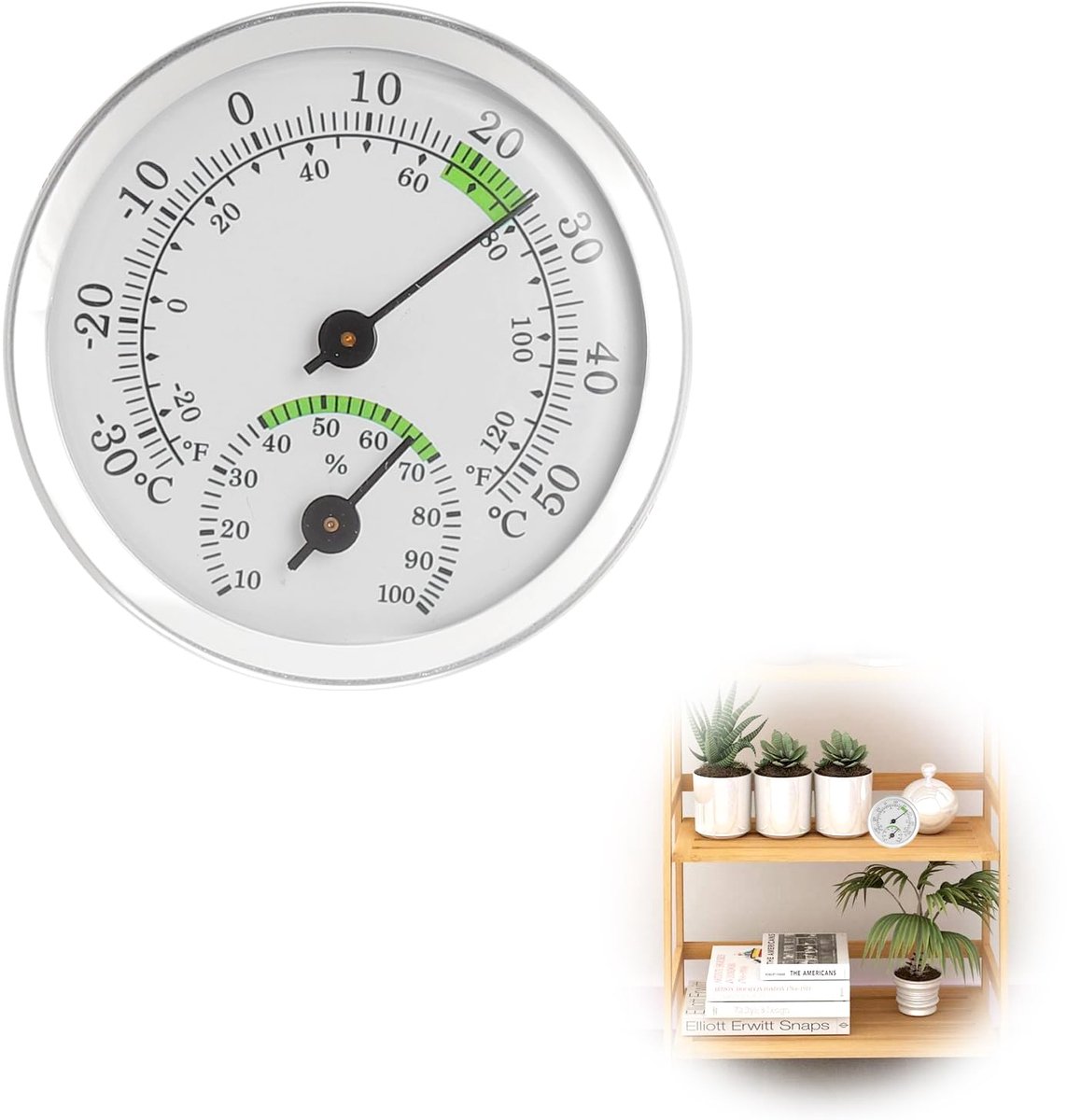Hygrometer analoog 58 mm - thermometer - luchtvochtigheidsmeter - ideaal voor woonkamer en kantoor - SnelShoppen