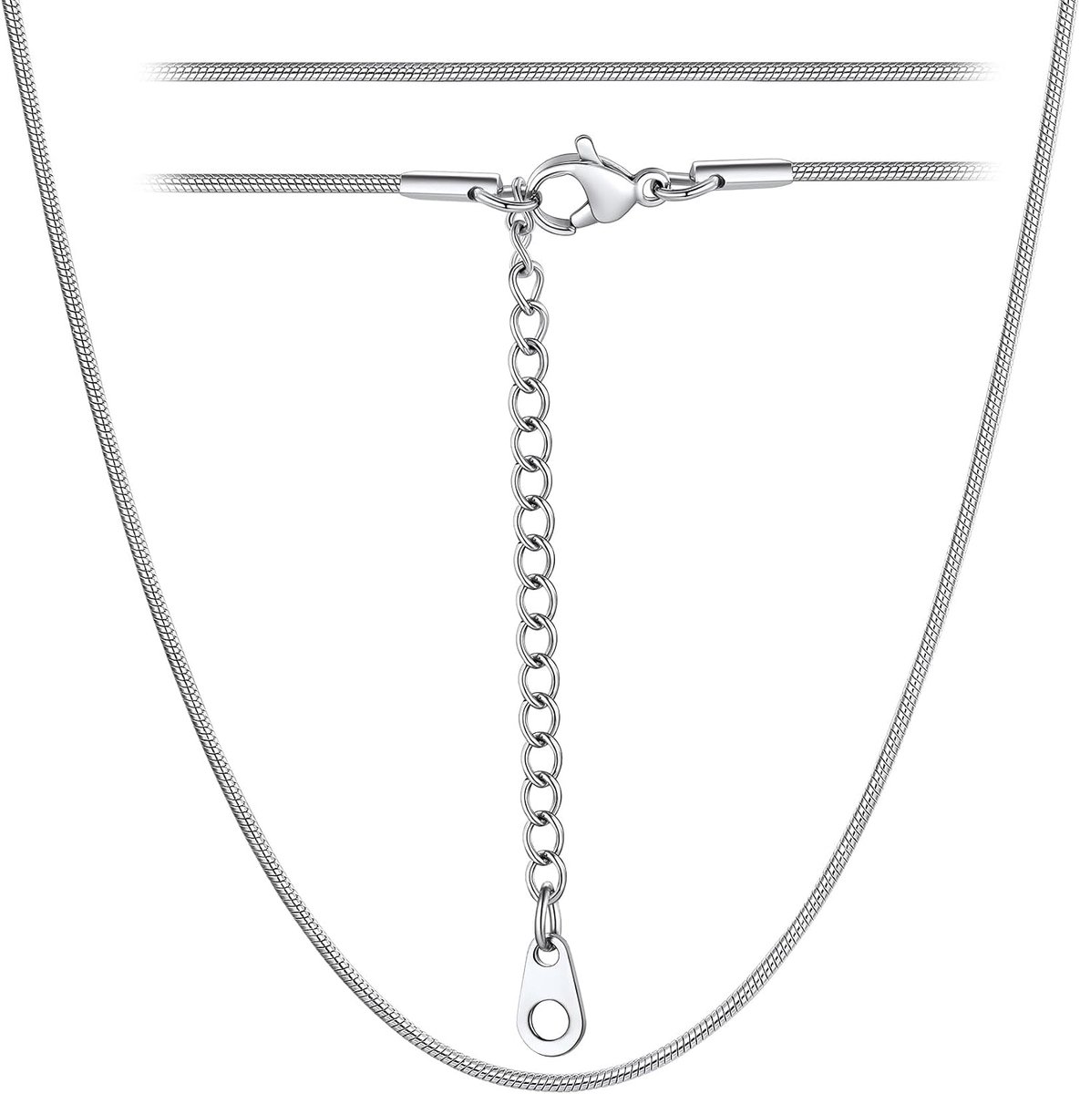 Snake Ketting voor Vrouwen Mannen, Roestvrij Staal Dunne Ketting Visgraat voor Hanger, Zilver/Verguld/Zwart/Rose Gouden Sieraden, 1MM 2MM